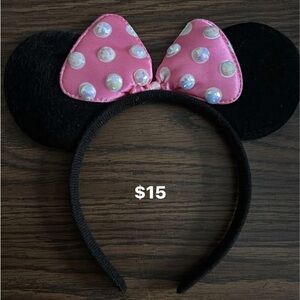 Pink Polka Dot Bow Headband